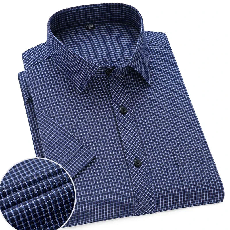 Men's lightweight wrinkle-free short sleeve shirt in white blue gray black breathable summer business style