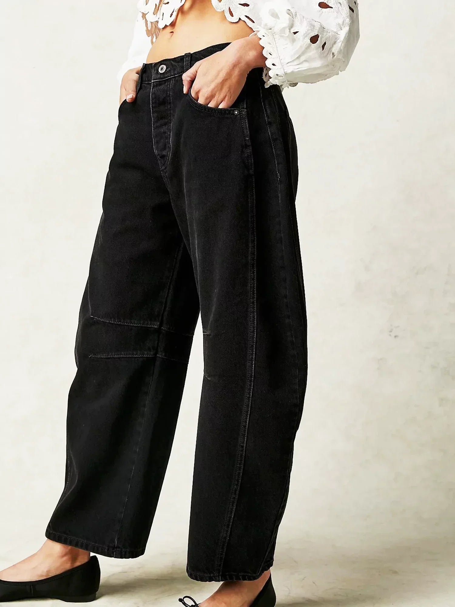 Women's leopard print barrel jeans wide-leg relaxed cut bold all-over animal pattern denim