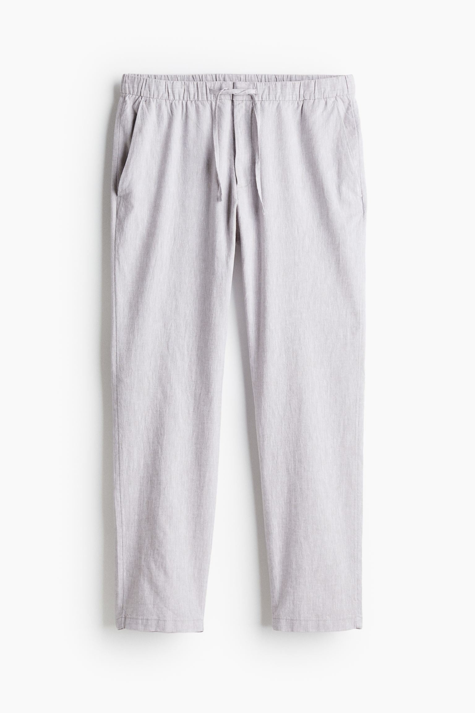 Men's beige cotton-linen blend regular fit pants with breathable lightweight fabric for summer