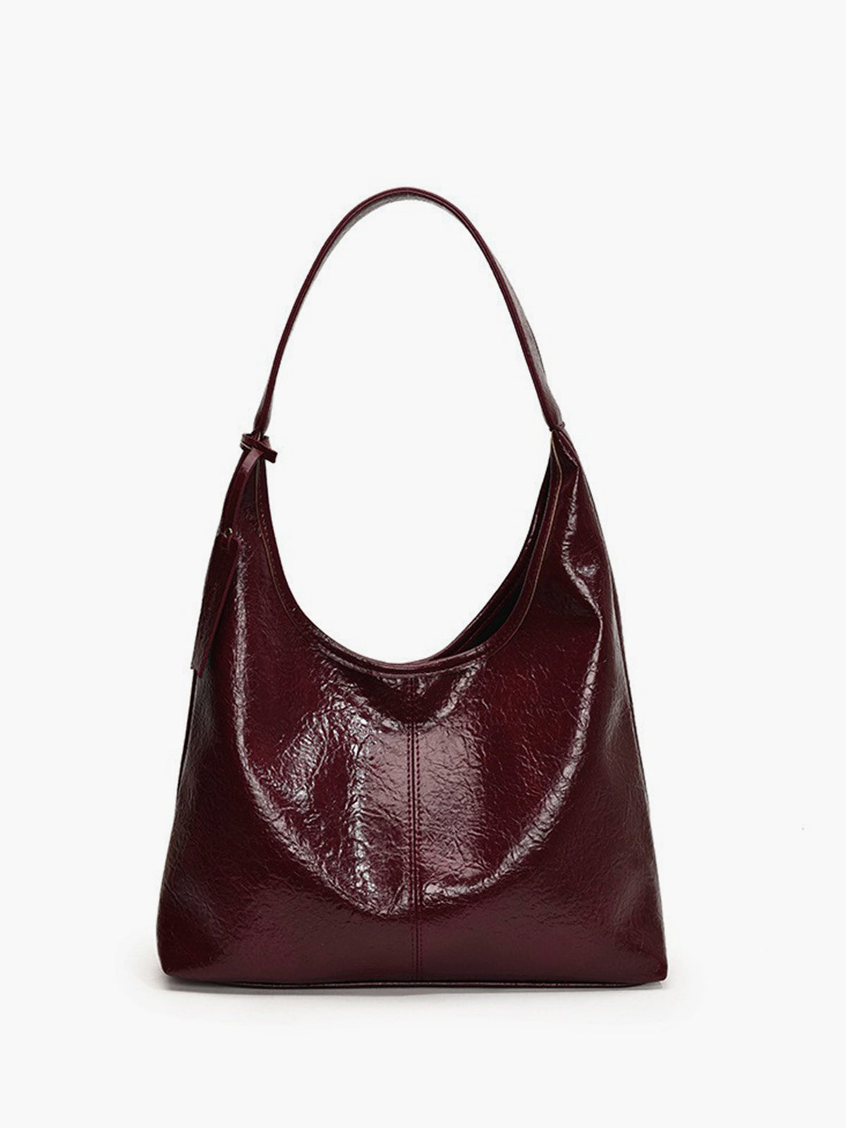 Glossy Soft-Structured Hobo Bag - Urbann-Vibe