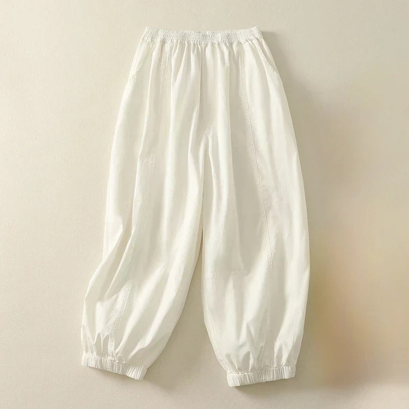 Women's tapered-cuff pants stretch waistband lightweight breathable casual refined everyday fit