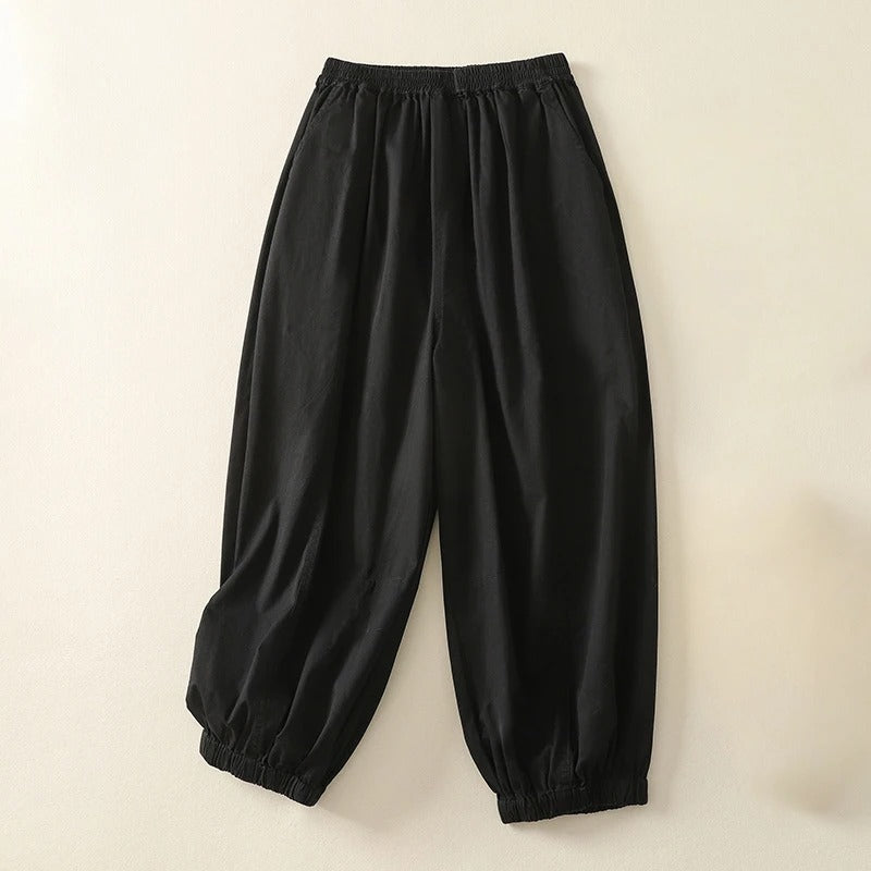 Women's tapered cuff pants stretch waistband lightweight breathable casual everyday wear streamlined fit