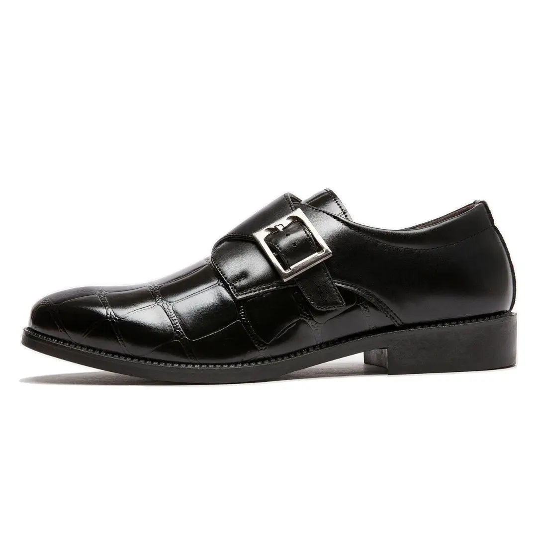 Lennox brown crocodile leather monk strap loafers with cushioned insole for executives