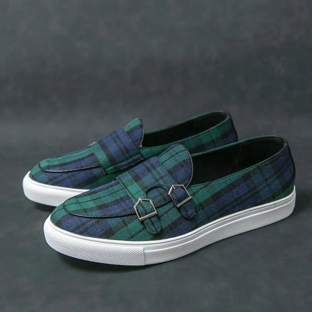 Lennox slip-on loafers tartan plaid canvas with EVA cushioned insoles for everyday comfort