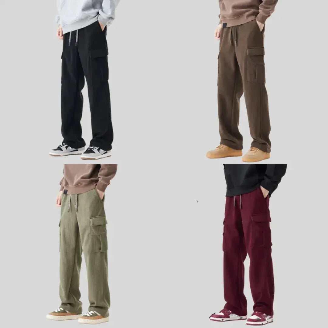 Men's olive tactical corduroy cargo pants with rugged construction and multiple utility pockets