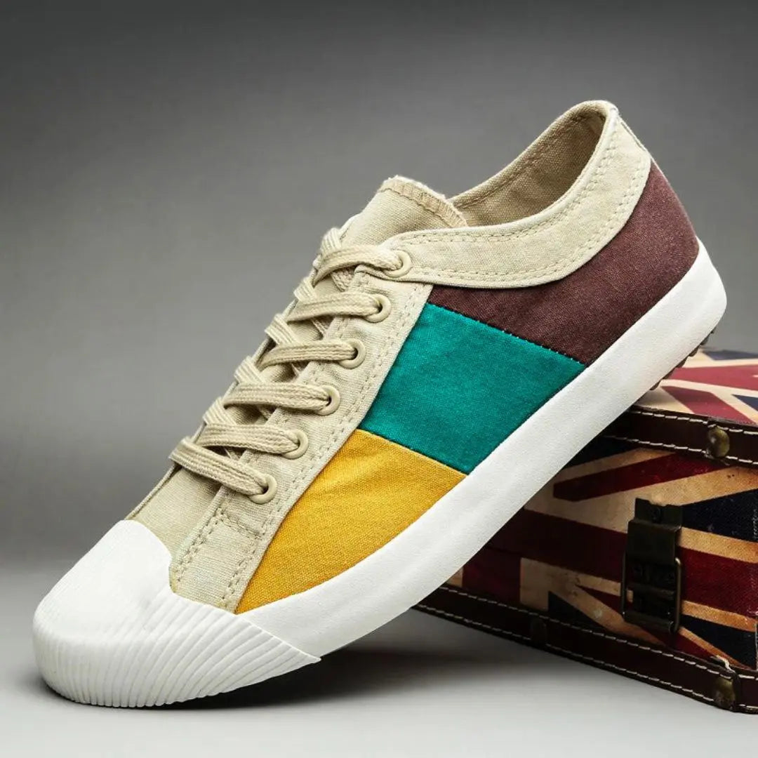 Liam retro low-top canvas sneakers with cushioned insole, breathable premium upper for trendsetters