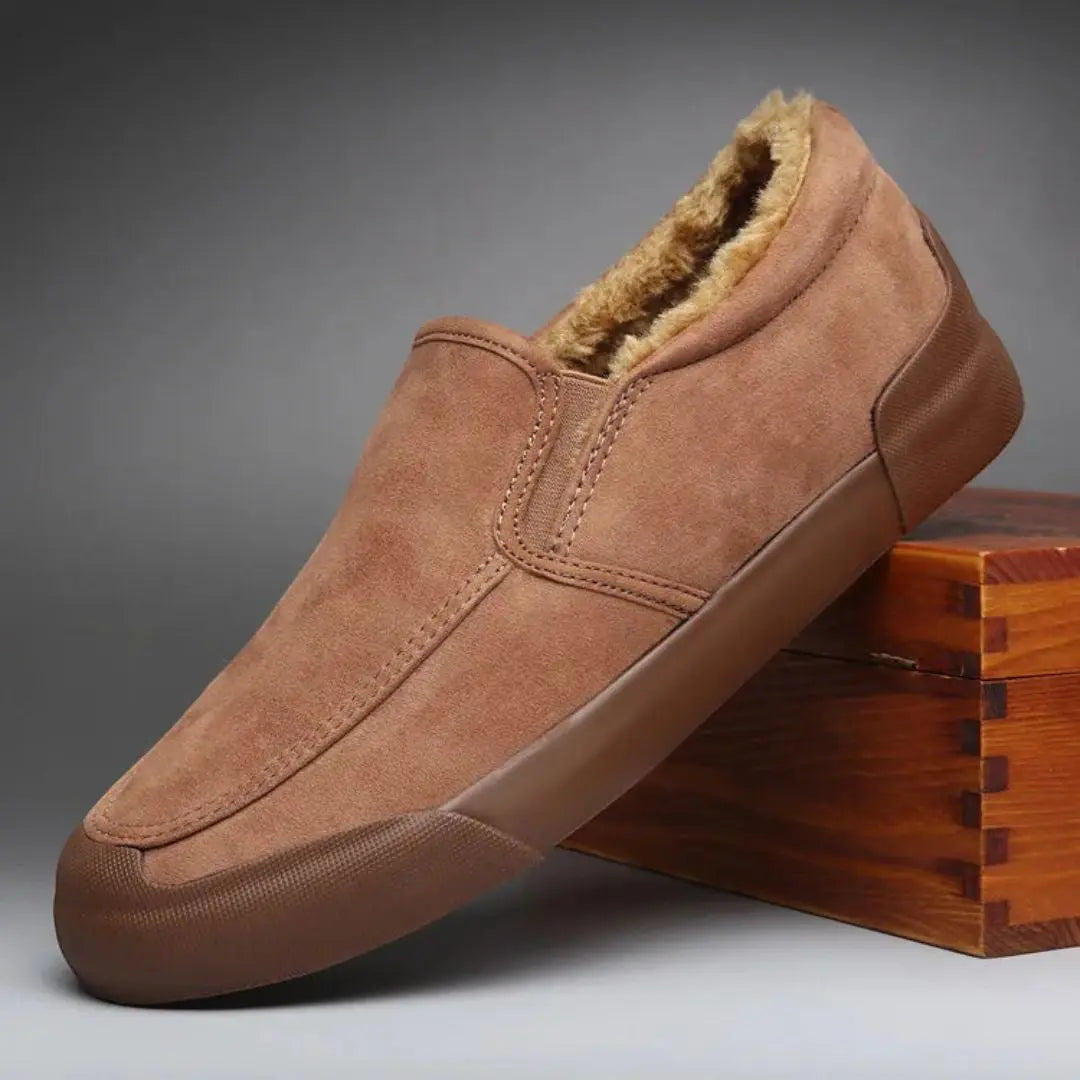 Liam winter slip-on shoes plush fur-lined suede-look upper durable rubber sole cold weather comfort