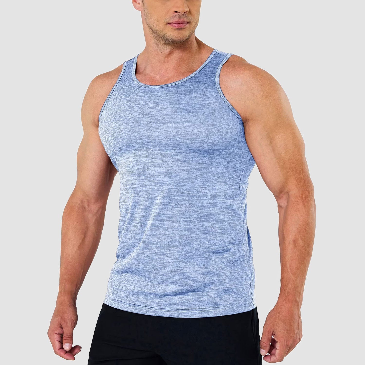 Men's quick-dry sleeveless gym tank top moisture-wicking polyester performance shirt for workouts