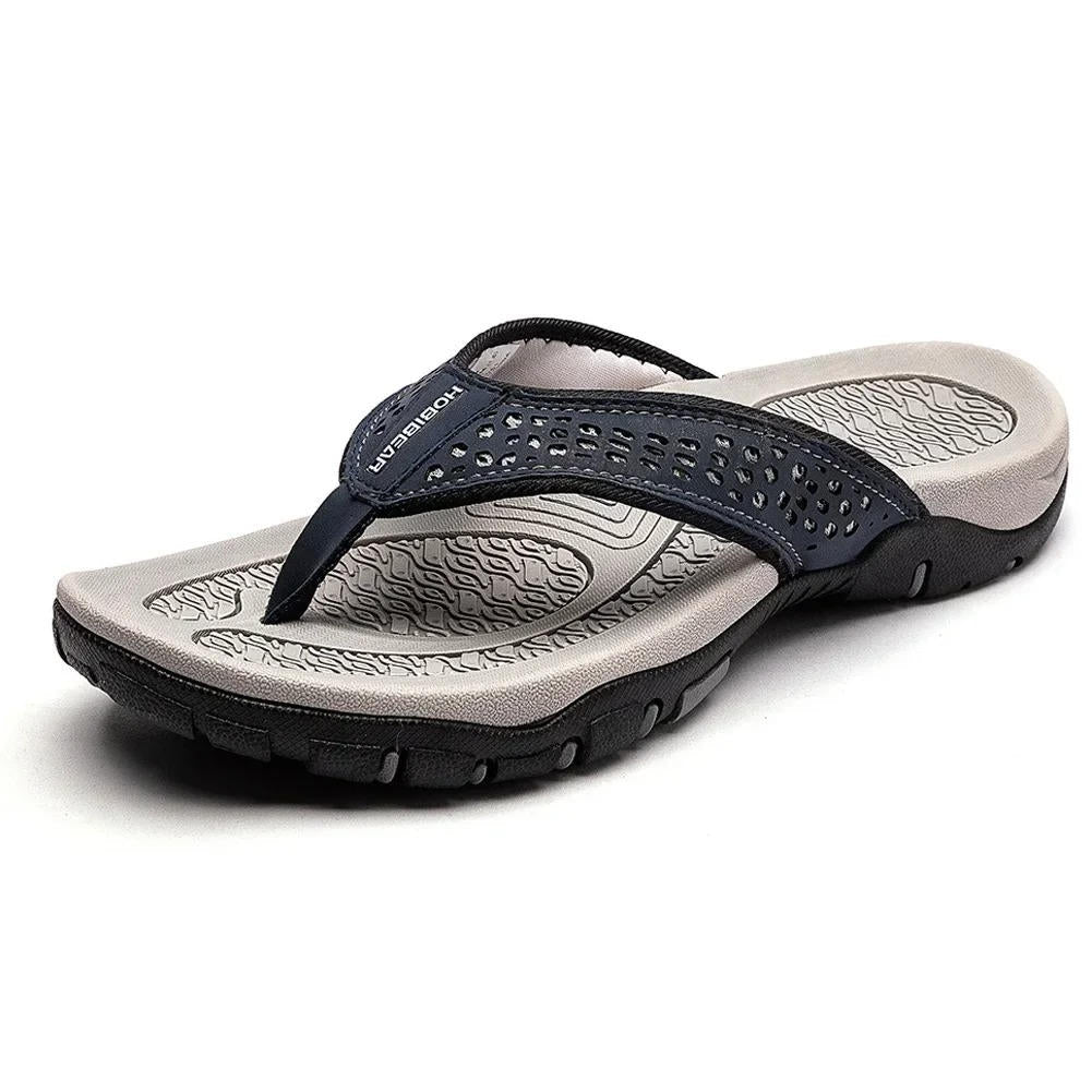 Men's athletic flip flops with arch support, water-ready durable sandals for beach and city wear