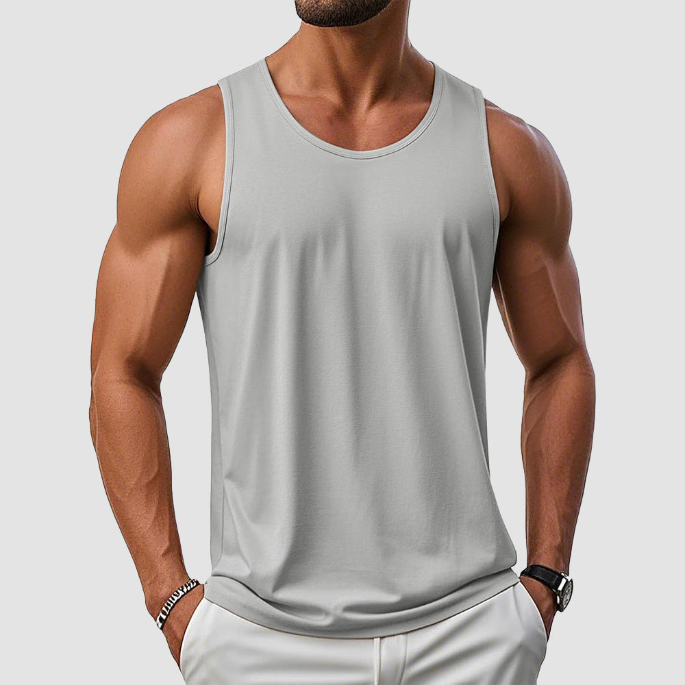 Men's UPF 50+ muscle tank sleeveless cotton-blend workout top lightweight breathable sun protection