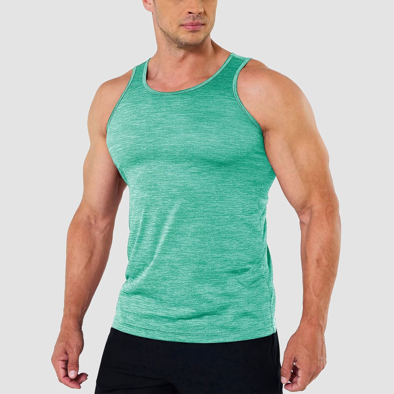 Men's quick-dry sleeveless gym tank top moisture-wicking polyester performance shirt for workouts