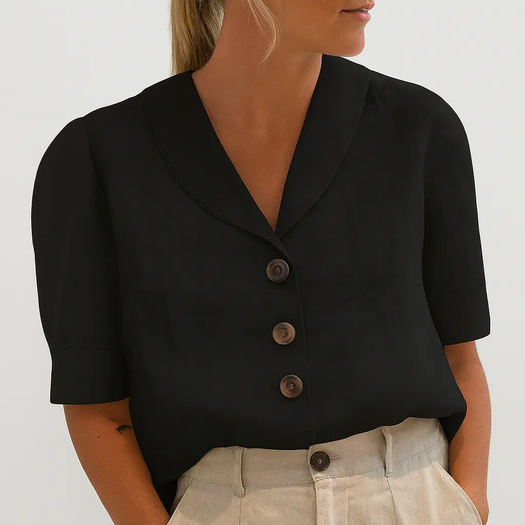 Women's lightweight cotton linen blend casual T-shirt relaxed straight cut breathable summer top