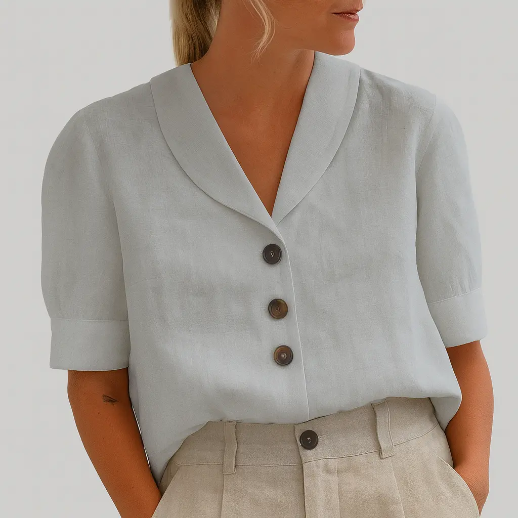 Women's lightweight cotton linen blend casual t-shirt relaxed straight cut breathable summer top