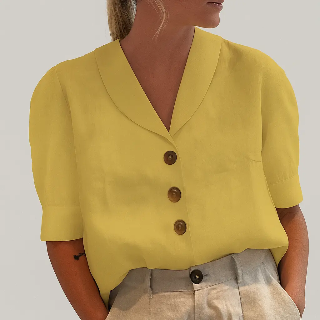 Women's lightweight cotton linen blend casual T-shirt relaxed straight cut breathable summer top