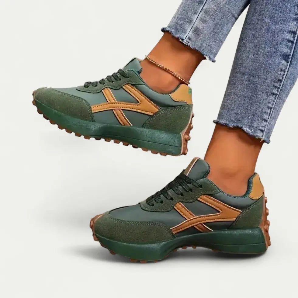 Women's lightweight cushioned sneakers in neutral tones, sleek low-top silhouette for all-day active wear