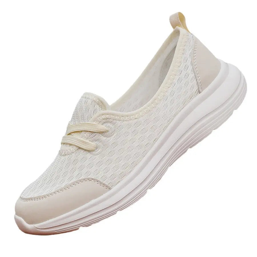 Women's lightweight slip-on walking shoes breathable knit upper low-profile comfort travel ready