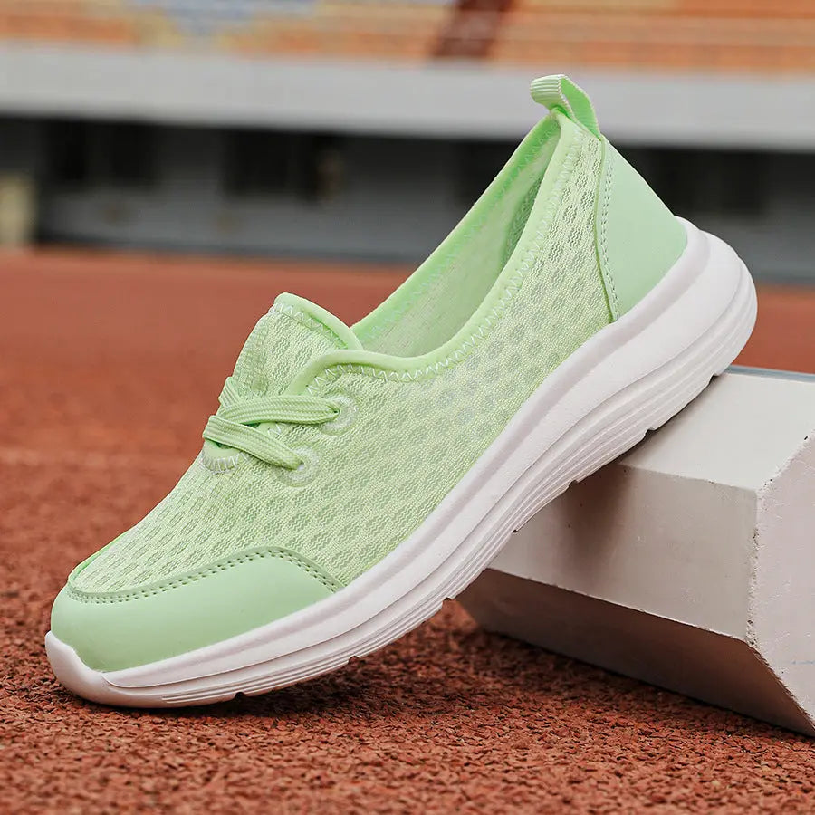 Women's lightweight slip-on walking shoes breathable knit upper low-profile travel-ready comfort fit
