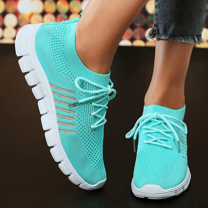 Women's lightweight athletic sneakers breathable mesh upper white low-top design cushioned sole daily wear