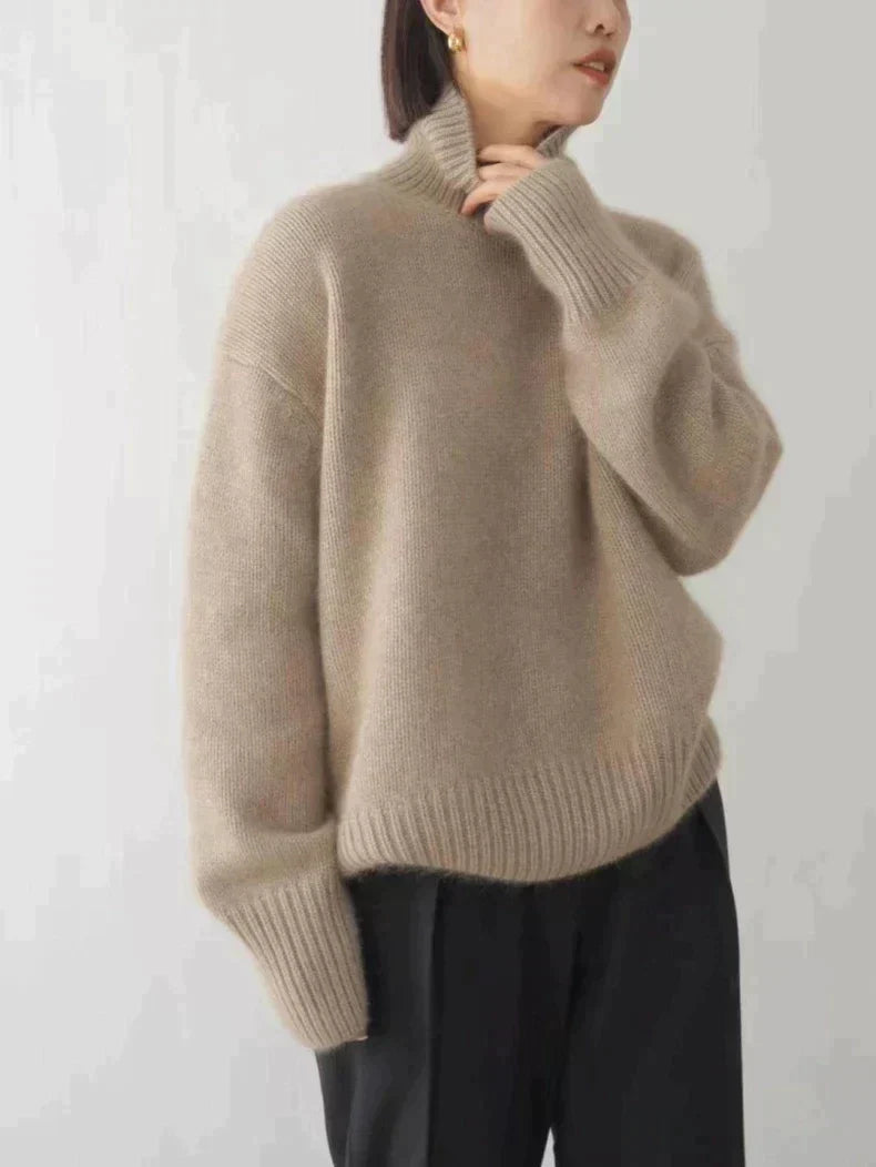 Women's wool turtleneck sweater elegant cozy fit classic ribbed knit timeless premium craftsmanship