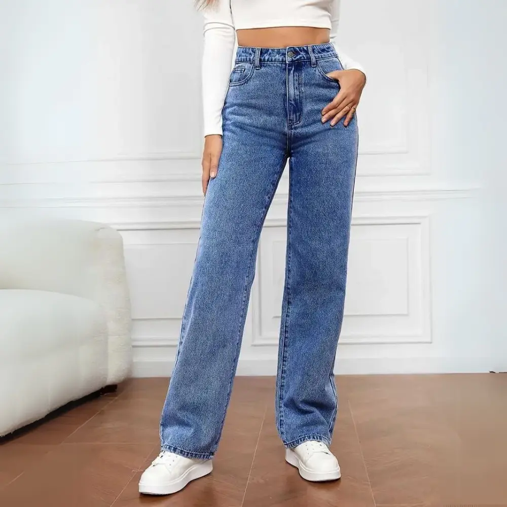 Sierra high-rise relaxed straight-leg jeans in classic denim, flattering every body type with versatile everyday comfort