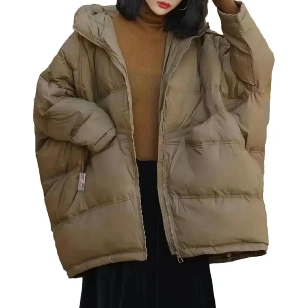 Harper women oversized padded jacket with adjustable hood, spacious pockets, relaxed winter silhouette