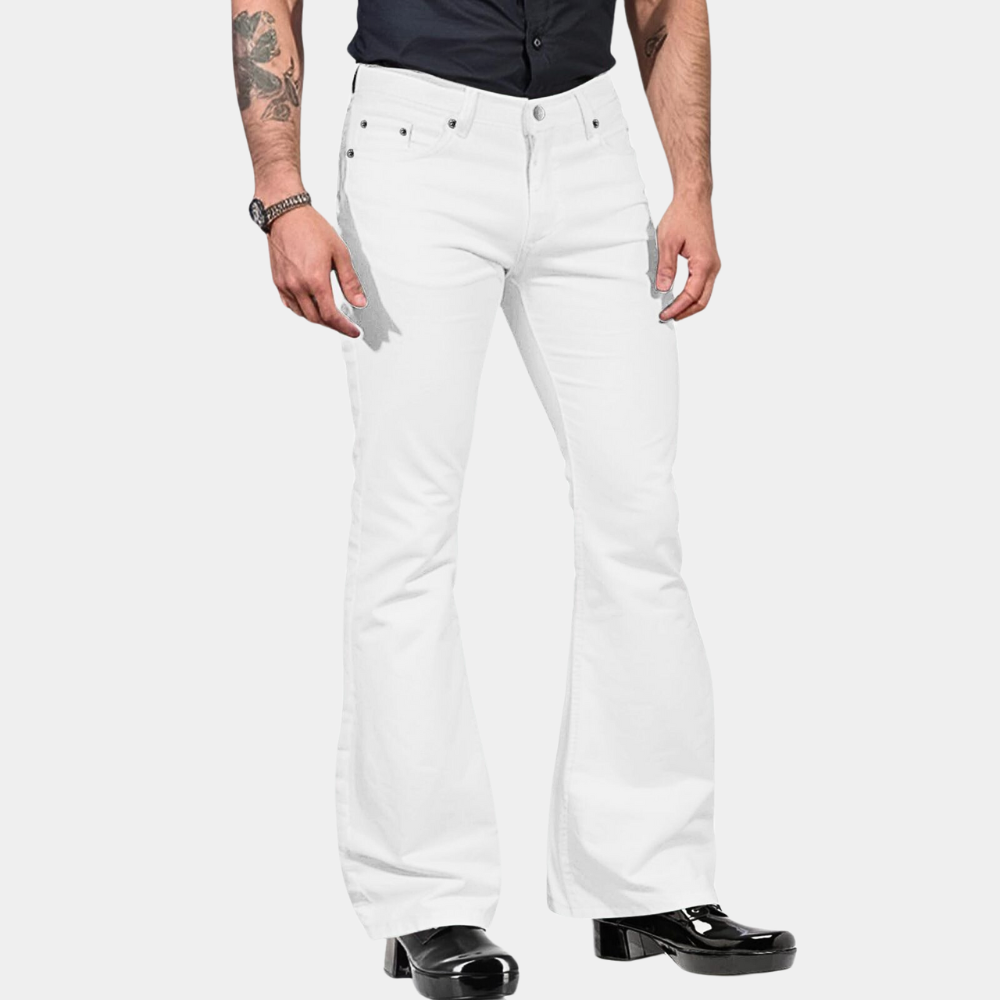 Men's slim fit high waist trousers with slit detail, retro style comfort stretch, urban fashion