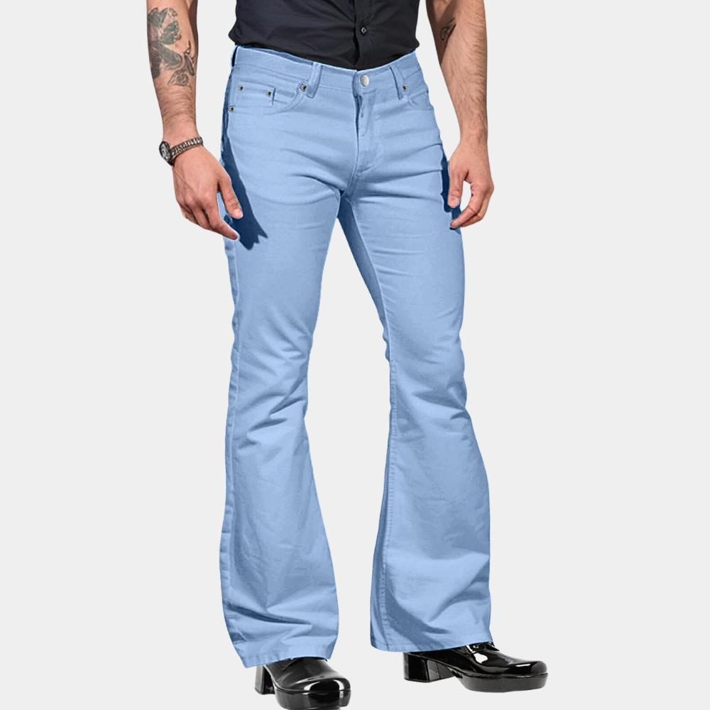 Men's slim fit high waist trousers with slit detail, stretch retro style, urban look