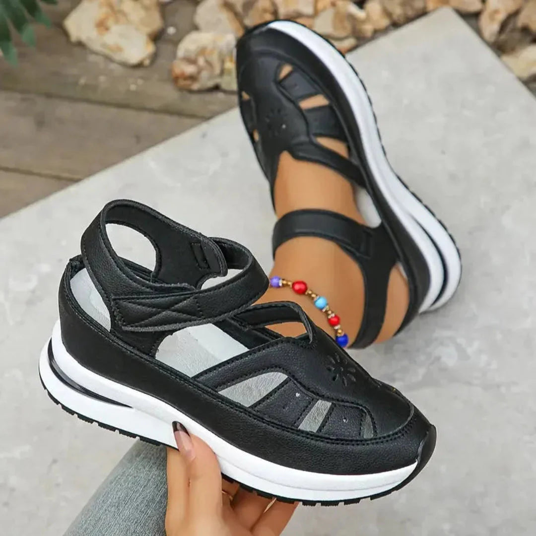 Women's Lira cut-out platform sandals with Velcro straps, breathable design and cushioned sole