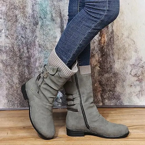 Women's long woolen winter boots cozy soft wool lining knee-high silhouette for snow and cold weather
