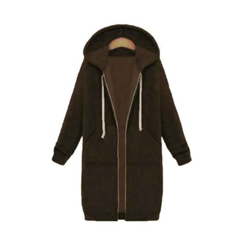 Women's longline zip-up hoodie cozy layering piece with extended length and drawstring hood
