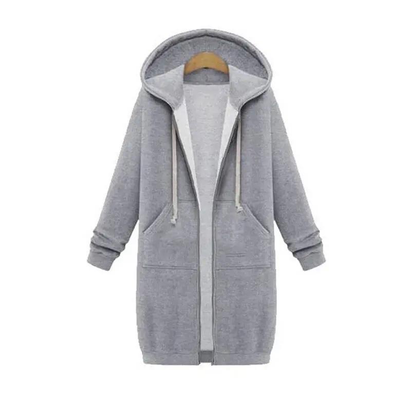 Women's longline zip hoodie cozy layering piece with extended length and drawstring hood