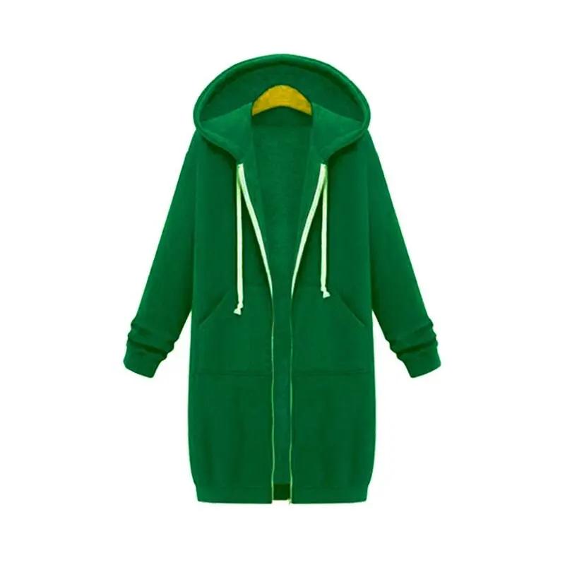 Women's longline zip-up hoodie cozy layering piece with drawstring hood and extended hem coverage
