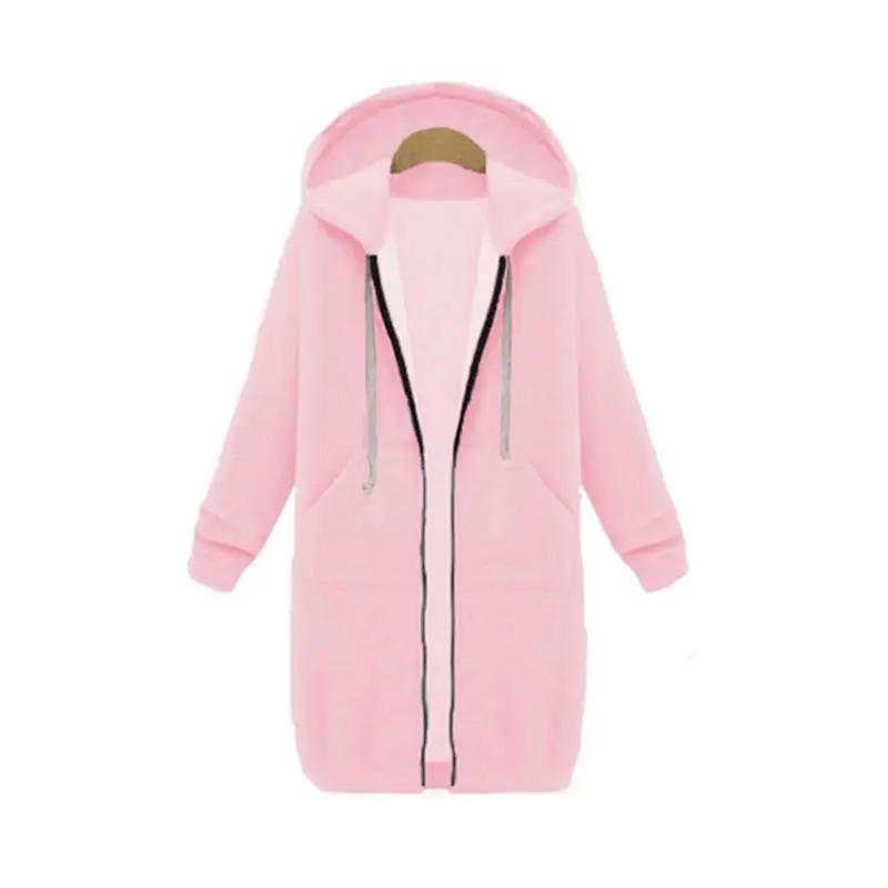 Women's longline zip hoodie cozy layering piece with extended length and drawstring hood