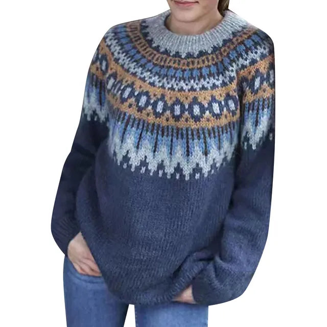 Women's boho knit sweater loose relaxed silhouette soft comfortable knitwear casual chic everyday style