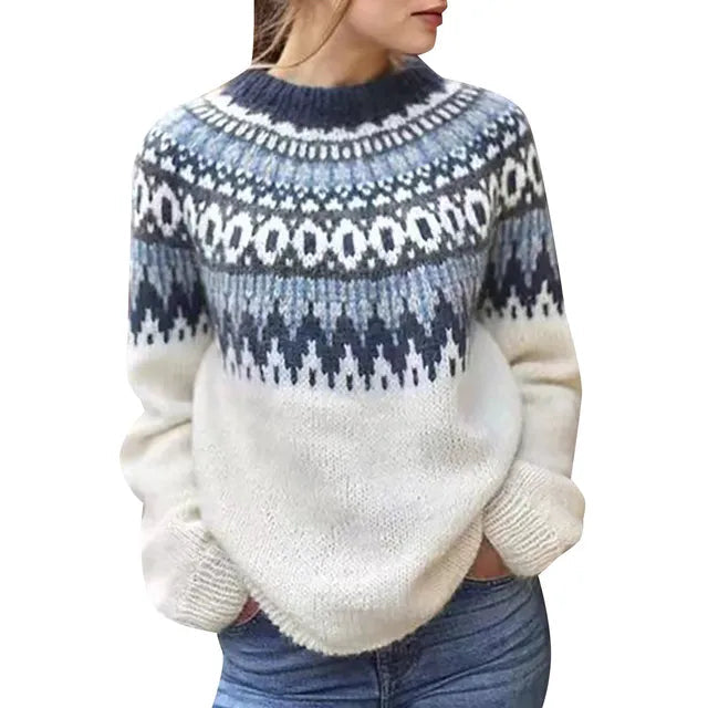 Women's boho knit sweater loose relaxed silhouette soft cozy blend casual chic everyday style