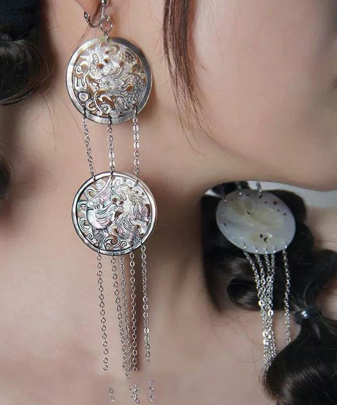 Boucles d'oreilles pendantes simples en soie et argent sterling - Urbann-Vibe