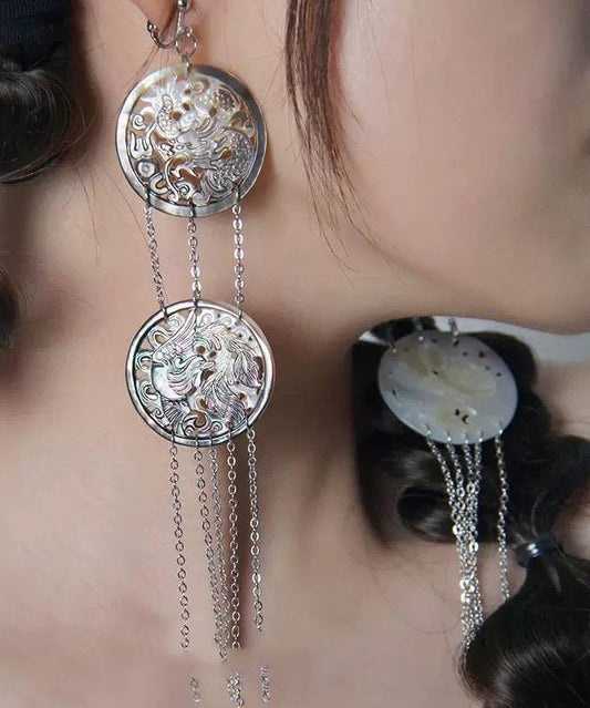 Boucles d'oreilles pendantes simples en soie et argent sterling - Urbann-Vibe
