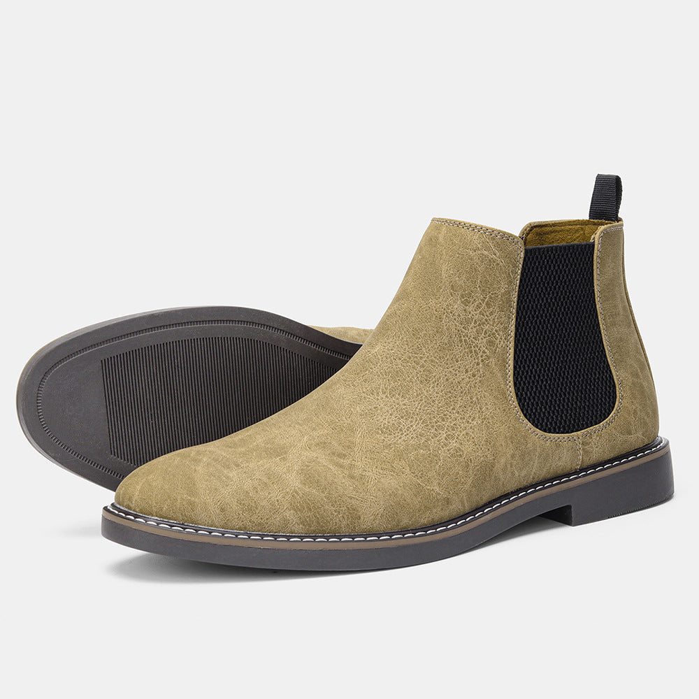 Men's black Lorenzo Chelsea boots slip-on PU upper with elastic panels and durable rubber sole