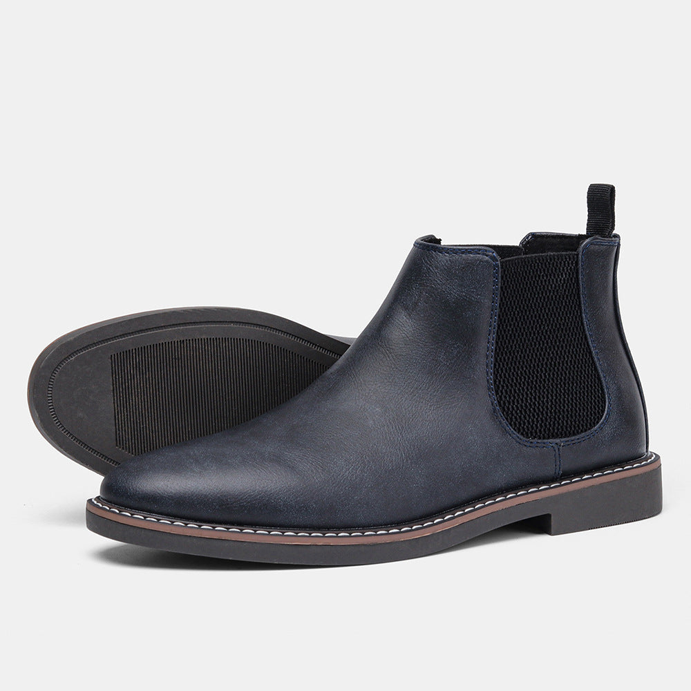 Men's black Chelsea boots slip-on PU upper breathable waterproof rubber sole all-day comfort