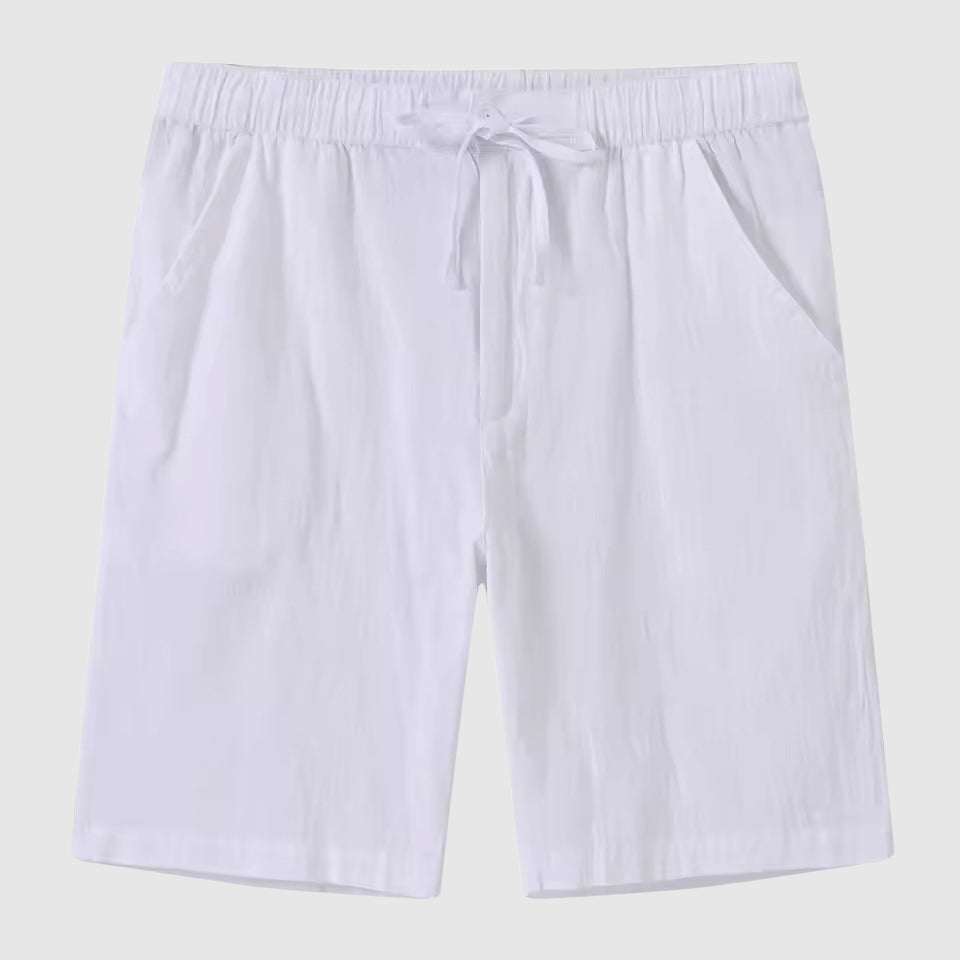 Lorenzo Vitali men's cabana linen shorts breathable cotton-linen blend lightweight solid summer style