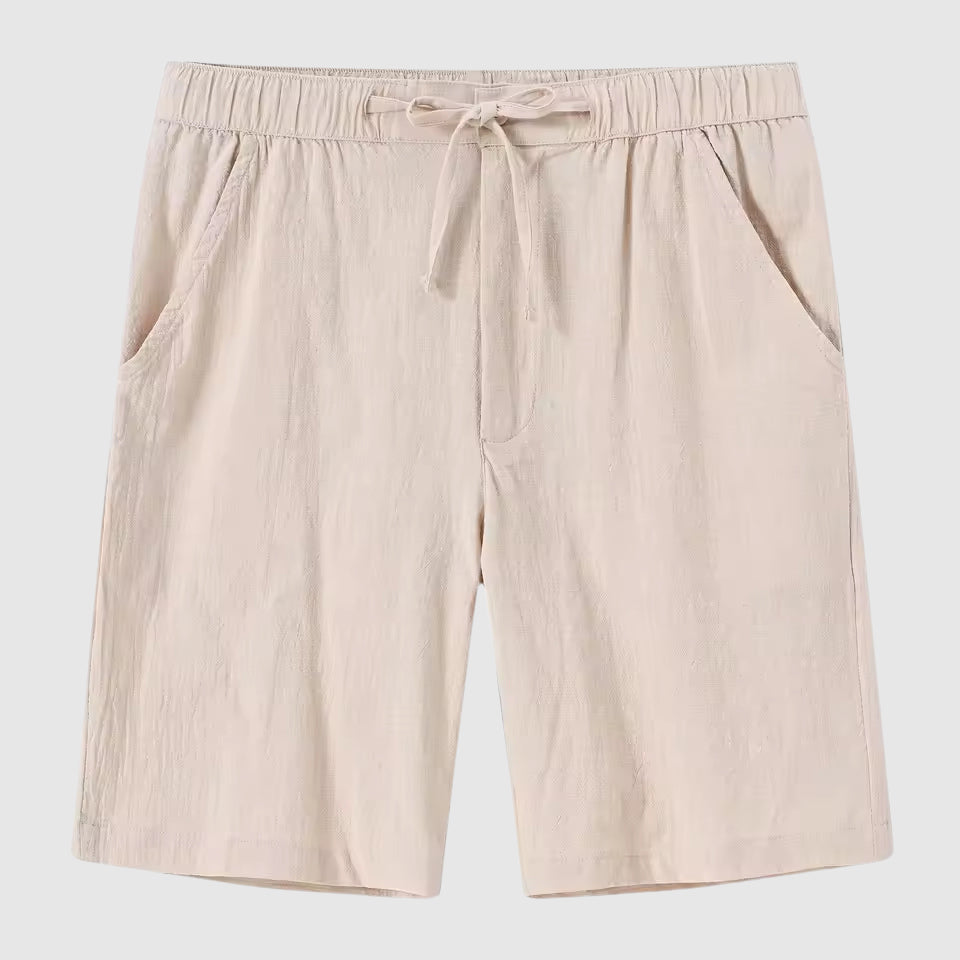 Lorenzo Vitali men's cabana linen shorts, lightweight cotton-linen blend, solid color relaxed fit