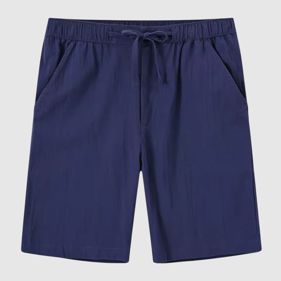 Lorenzo Vitali men's cabana linen shorts breathable cotton-linen blend lightweight solid-color summer fit