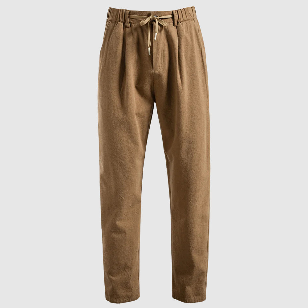 Lorenzo Vitali men's coastal linen blend pants, relaxed fit ankle-length with breathable summer-ready silhouette