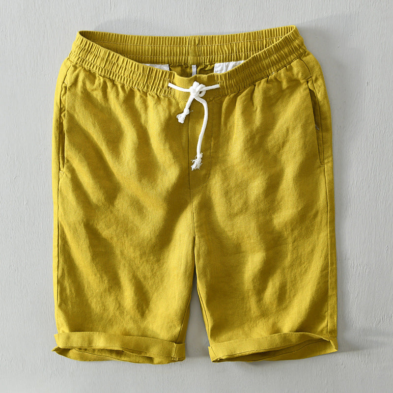 Lorenzo Vitali youth linen shorts coastal style loose mid-rise drawstring fit breathable flax fabric
