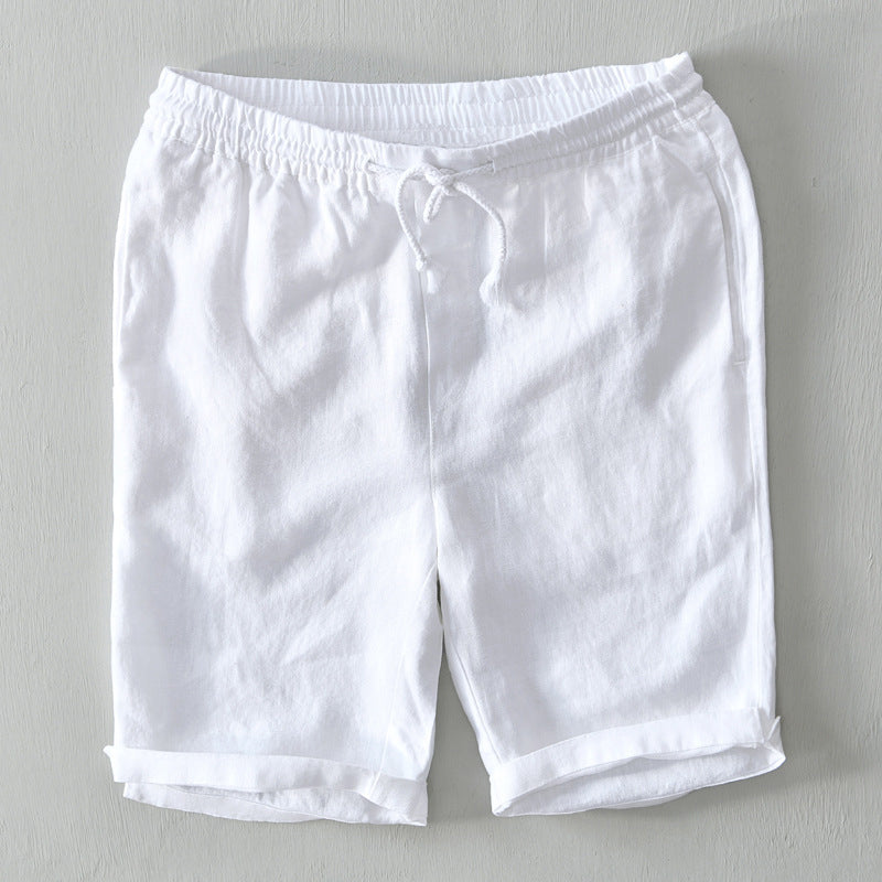 Lorenzo Vitali youth linen shorts coastal style loose mid-rise drawstring fit breathable flax fabric