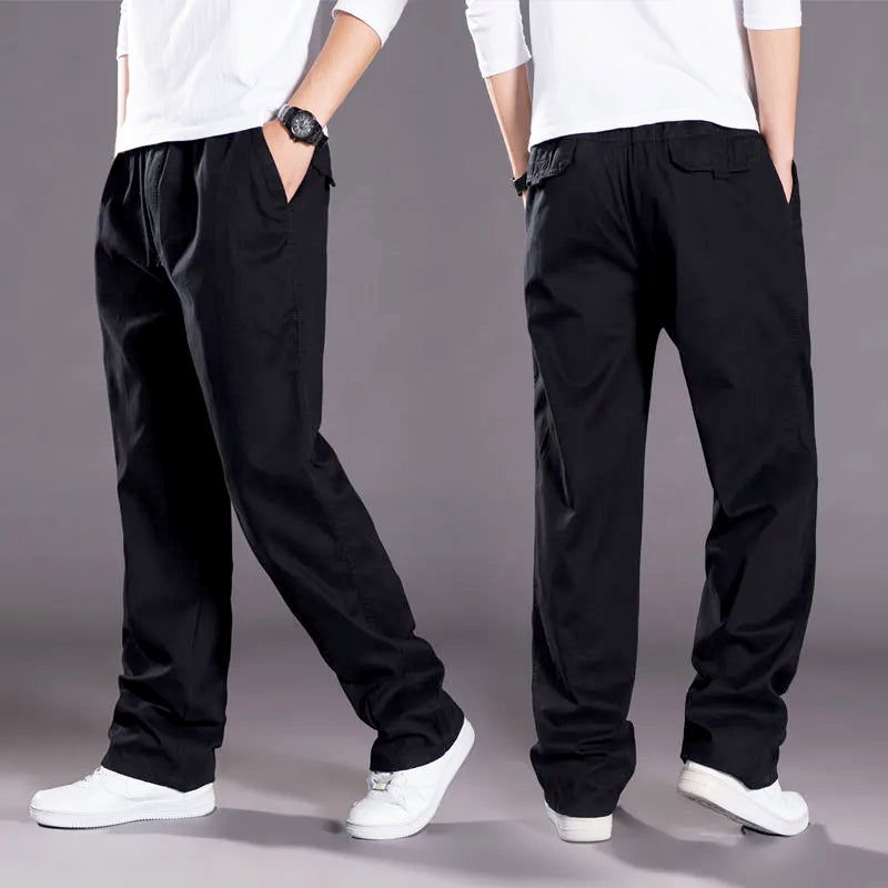 Lorenzo Vitali men's beige cotton cargo pants relaxed fit with roomy multi-pocket design