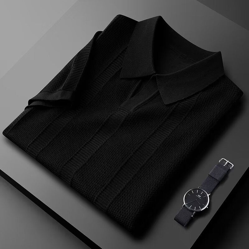 Lorenzo Vitali Edge polo shirt vertical knit texture modal fabric modern leisure confident fit