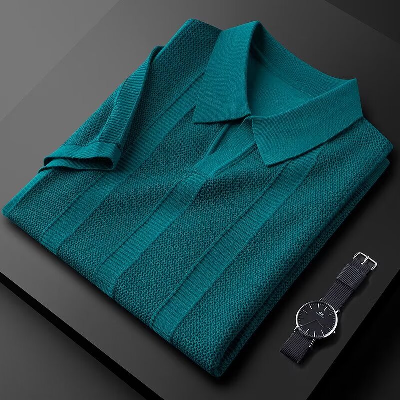 Lorenzo Vitali Edge men's polo shirt vertical knit texture modal fabric modern leisure fit