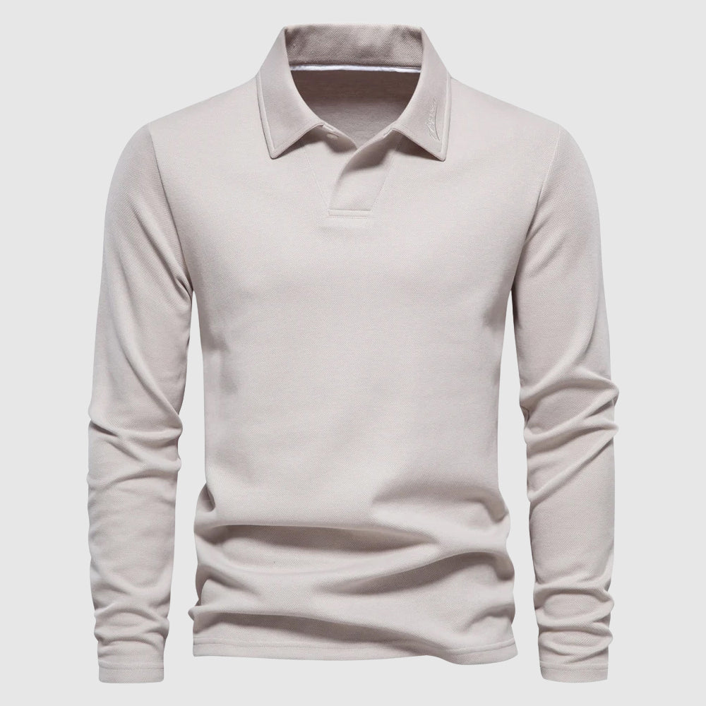 Lorenzo Vitali men's long sleeve polo shirt cotton-poly blend sharp style for spring autumn