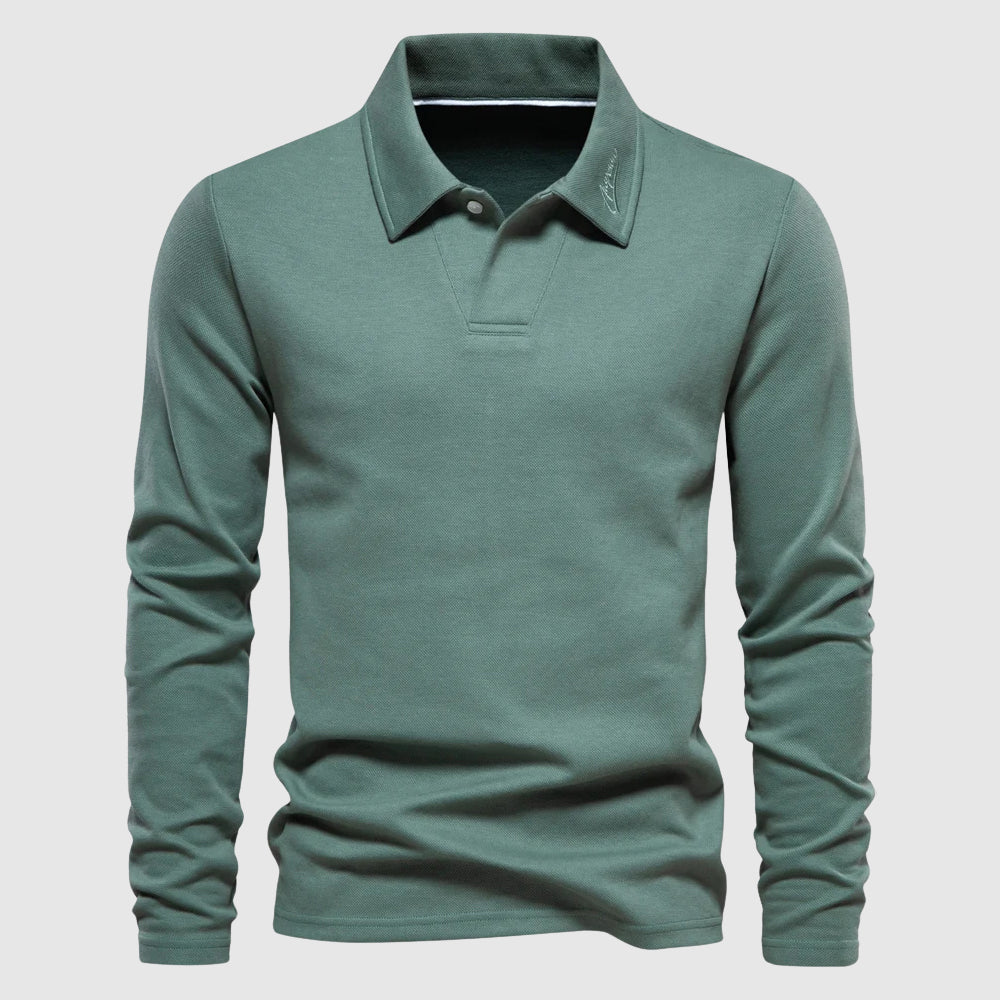 Lorenzo Vitali men's long sleeve polo shirt cotton-poly blend sharp style for spring and autumn